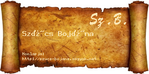 Szűcs Bojána névjegykártya